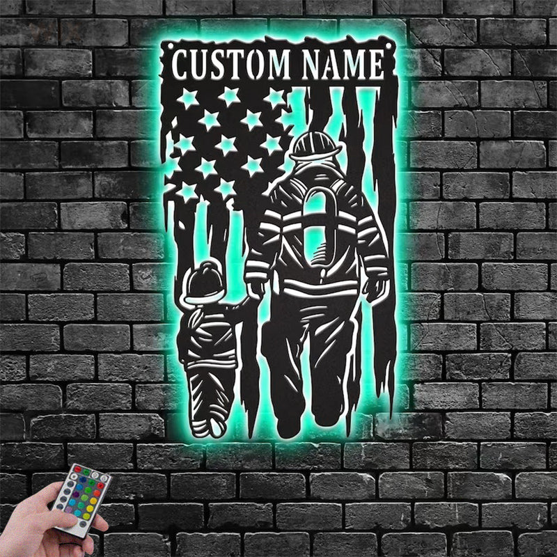 Firefighter LED Metal Sign - Wix Decor