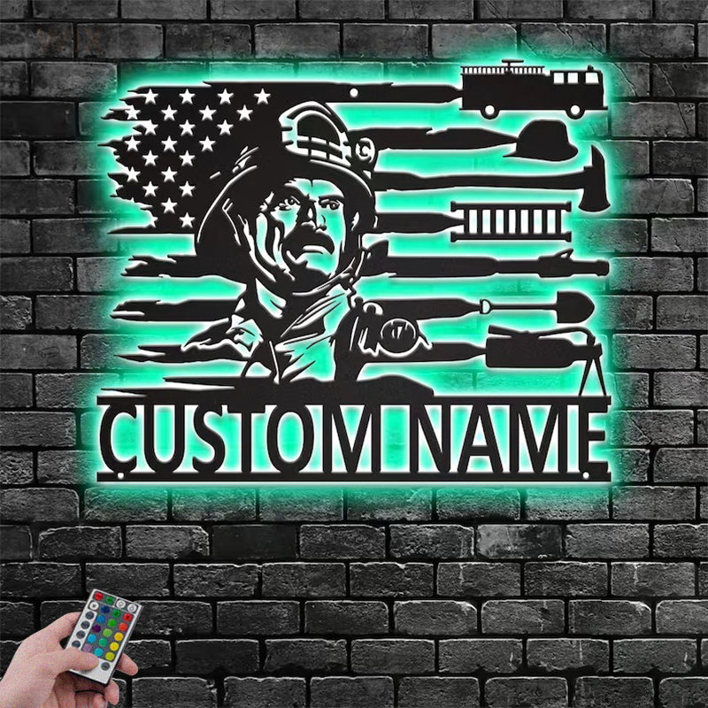 Firefighter LED Metal Sign - Wix Decor