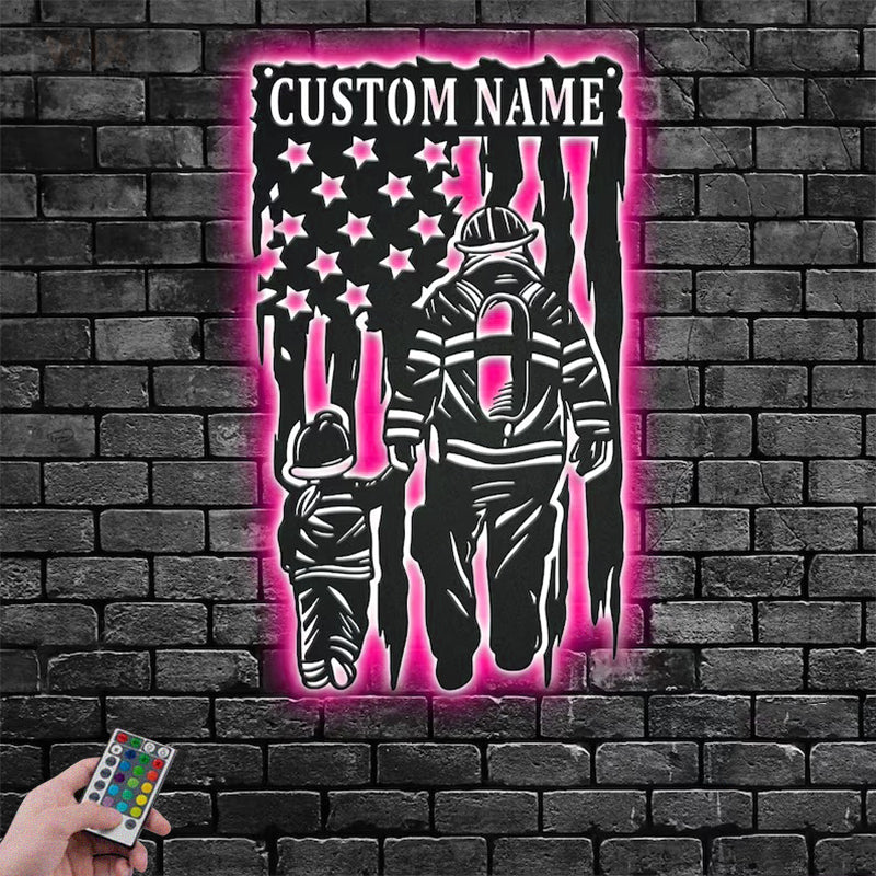 Firefighter LED Metal Sign - Wix Decor