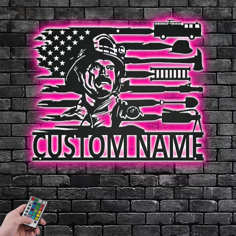 Firefighter LED Metal Sign - Wix Decor