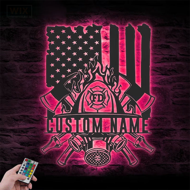 Firefighter LED Metal Sign - Wix Decor