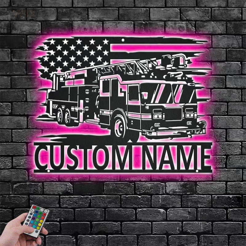 Firefighter LED Metal Sign - Wix Decor