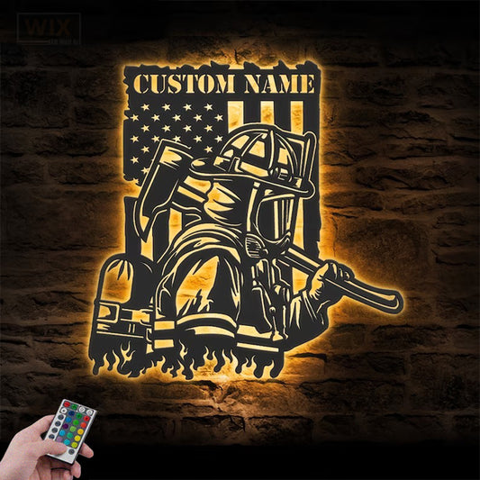 Firefighter LED Metal Sign - Wix Decor