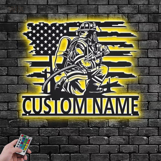 Firefighter LED Metal Sign - Wix Decor