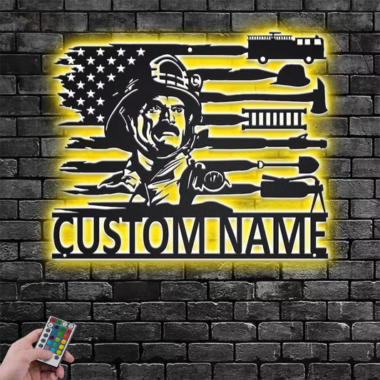 Firefighter LED Metal Sign - Wix Decor