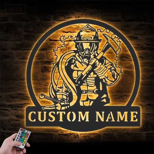 Firefighter LED Metal Sign - Wix Decor
