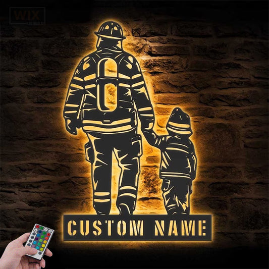 Firefighter LED Metal Sign - Wix Decor