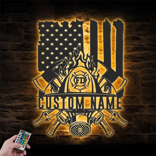 Firefighter LED Metal Sign - Wix Decor