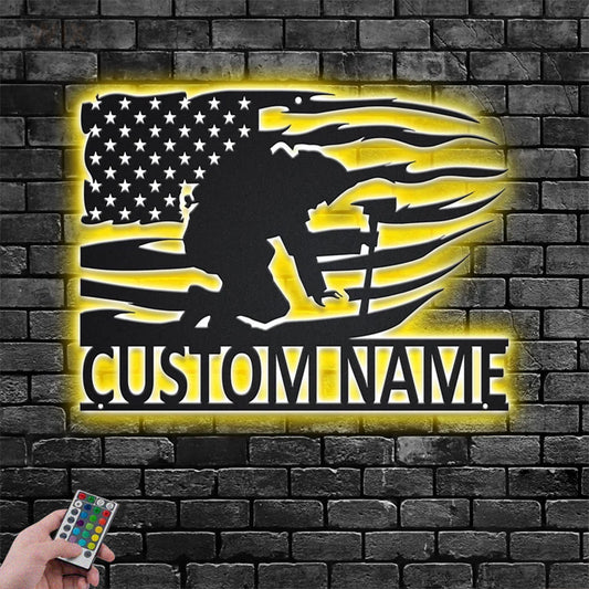 Firefighter LED Metal Sign - Wix Decor
