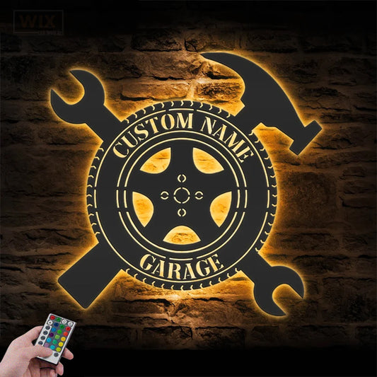 Garage LED Metal Sign - Wix Decor