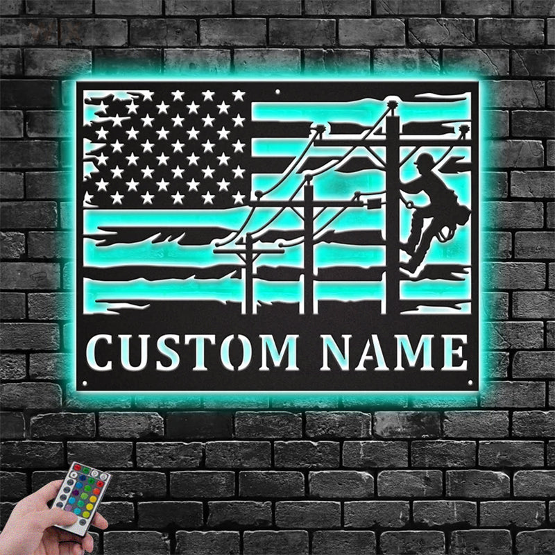 Lineman LED Metal Sign - Wix Decor