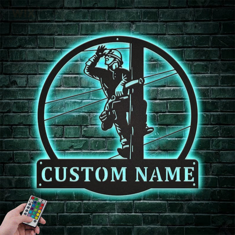 Lineman LED Metal Sign - Wix Decor