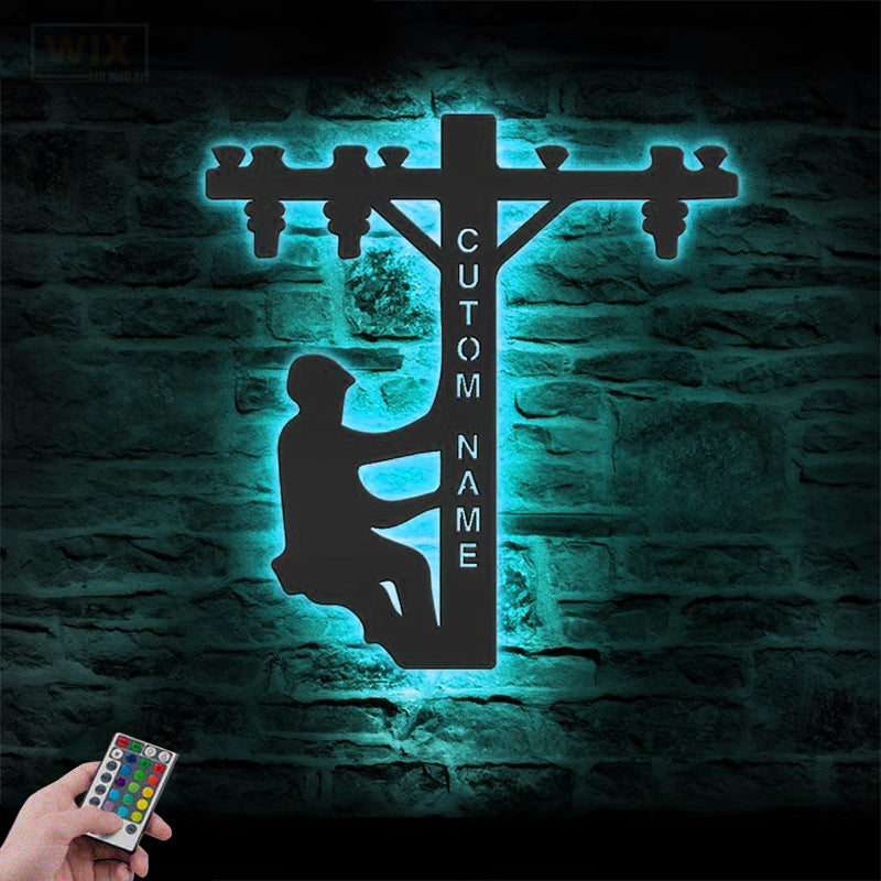 Lineman LED Metal Sign - Wix Decor