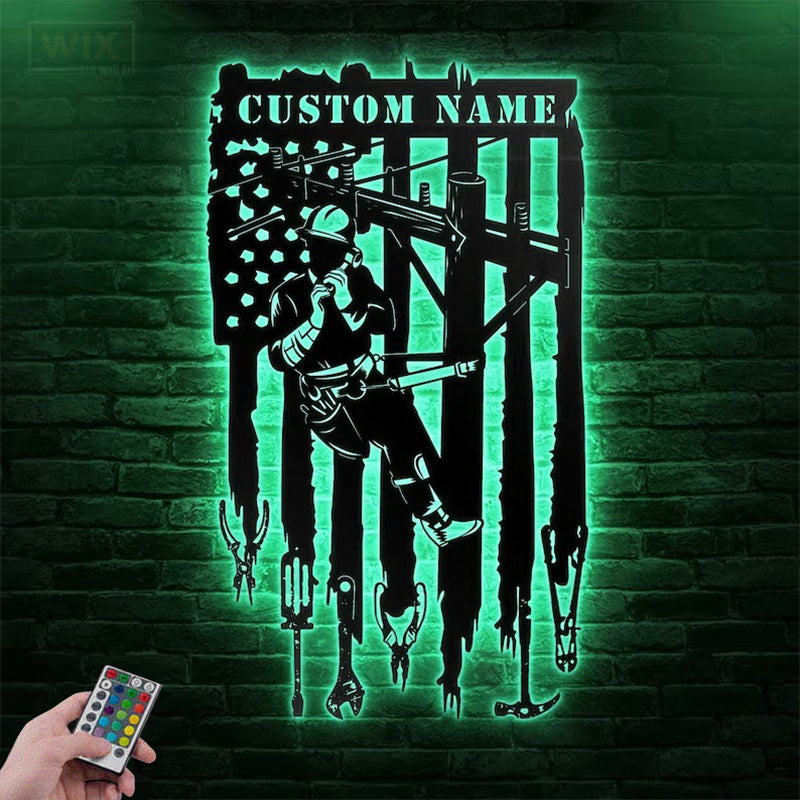 Lineman LED Metal Sign - Wix Decor