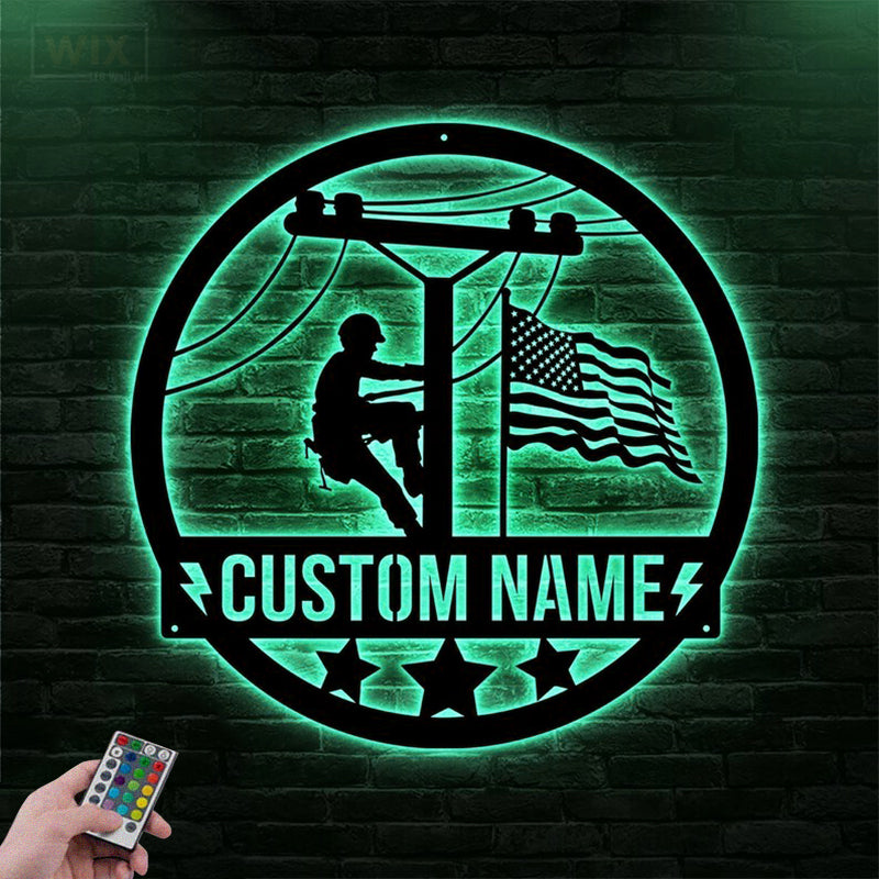 Lineman LED Metal Sign - Wix Decor