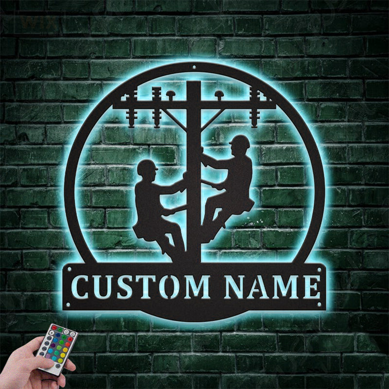 Lineman LED Metal Sign - Wix Decor