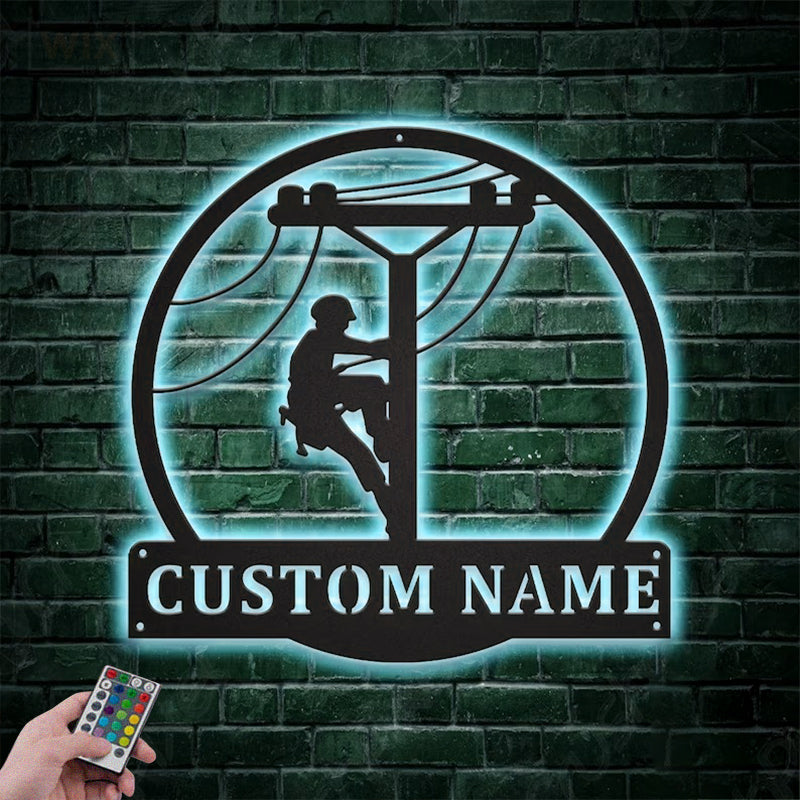 Lineman LED Metal Sign - Wix Decor