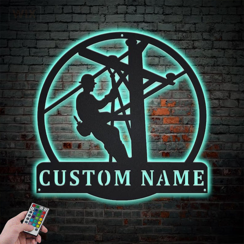 Lineman LED Metal Sign - Wix Decor