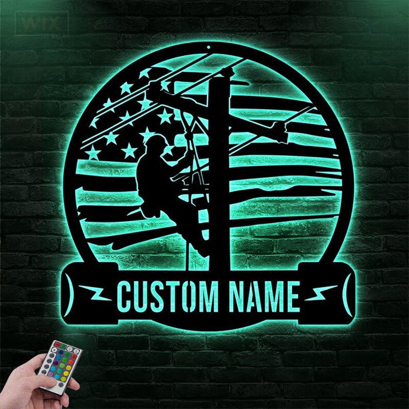 Lineman LED Metal Sign - Wix Decor