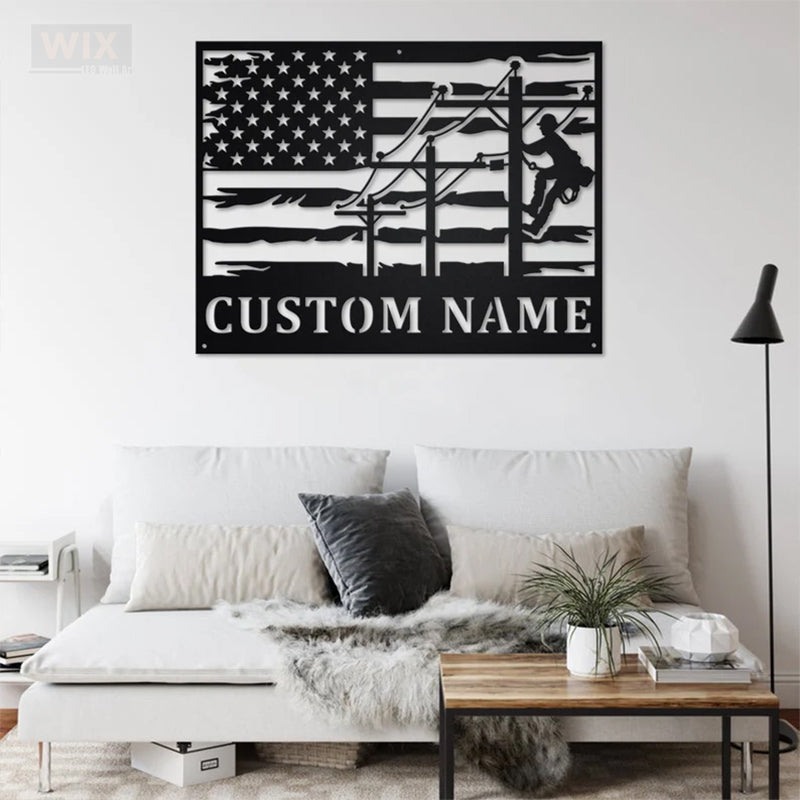 Lineman LED Metal Sign - Wix Decor