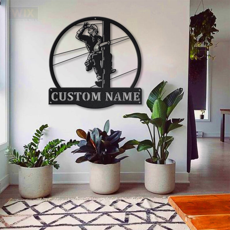 Lineman LED Metal Sign - Wix Decor