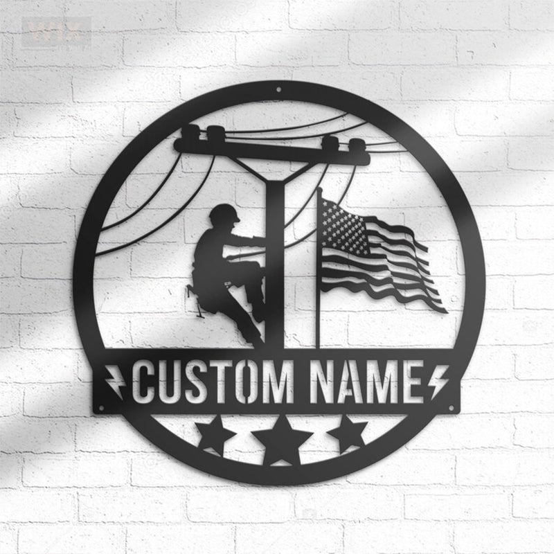 Lineman LED Metal Sign - Wix Decor