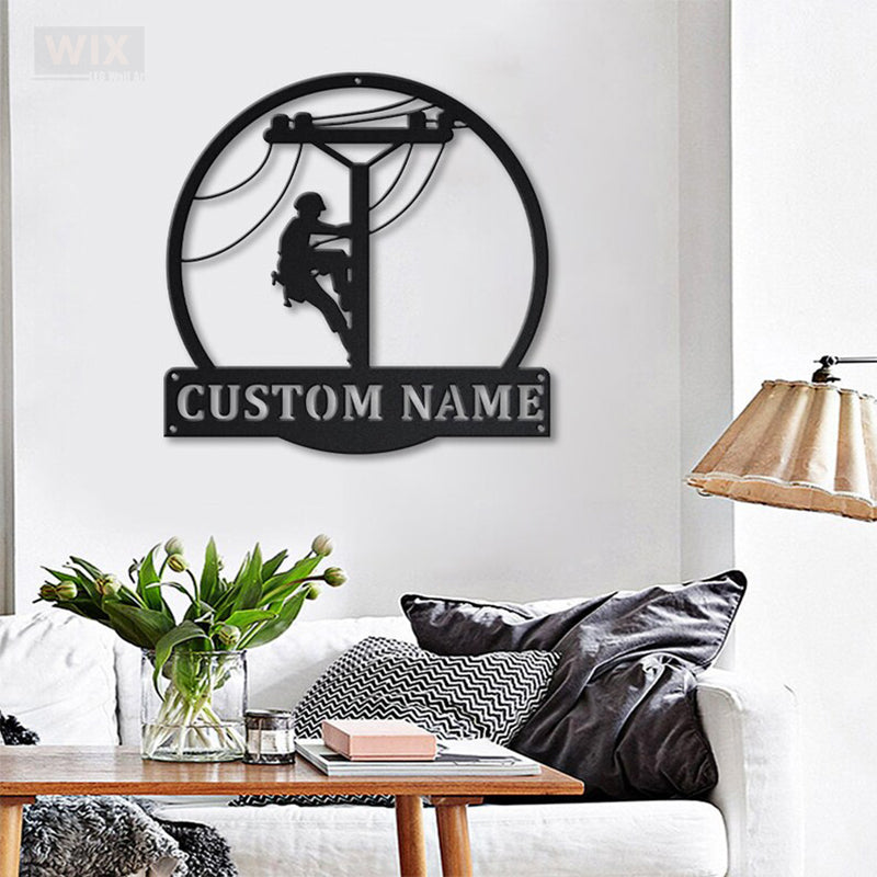 Lineman LED Metal Sign - Wix Decor