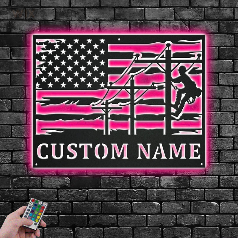 Lineman LED Metal Sign - Wix Decor
