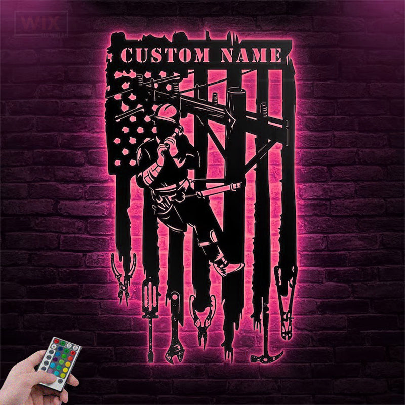 Lineman LED Metal Sign - Wix Decor