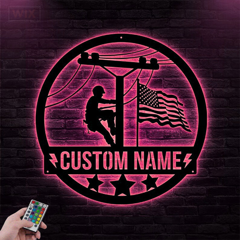 Lineman LED Metal Sign - Wix Decor
