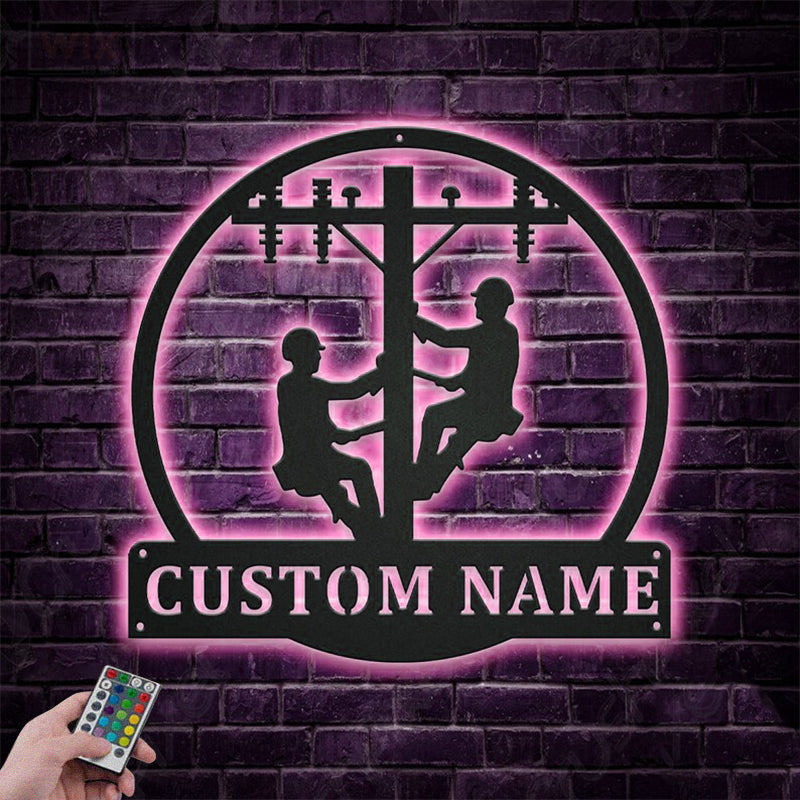 Lineman LED Metal Sign - Wix Decor
