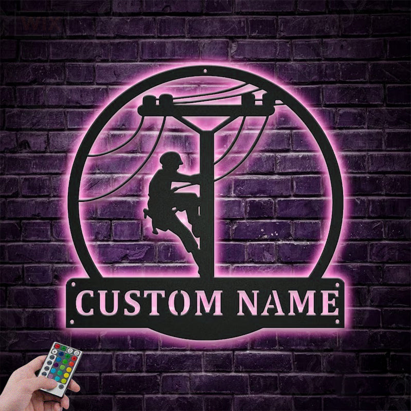 Lineman LED Metal Sign - Wix Decor