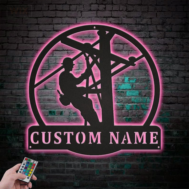 Lineman LED Metal Sign - Wix Decor