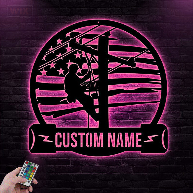 Lineman LED Metal Sign - Wix Decor