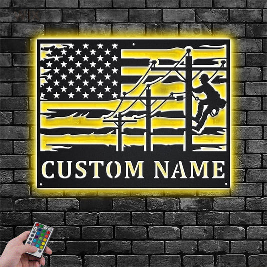 Lineman LED Metal Sign - Wix Decor