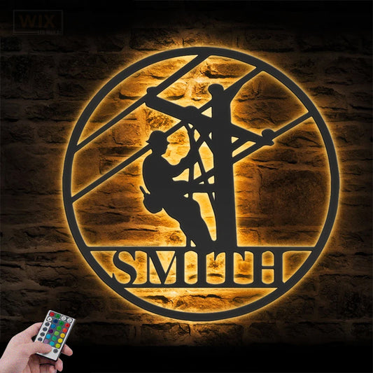 Lineman LED Metal Sign - Wix Decor