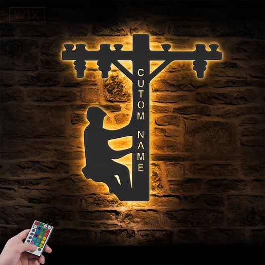 Lineman LED Metal Sign - Wix Decor