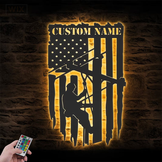 Lineman LED Metal Sign - Wix Decor