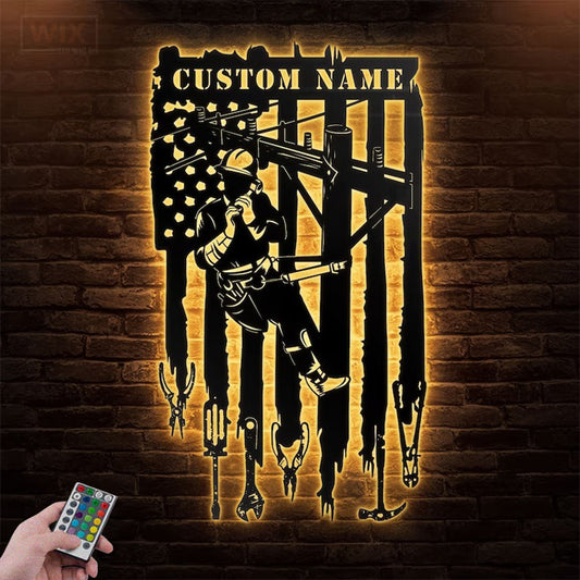 Lineman LED Metal Sign