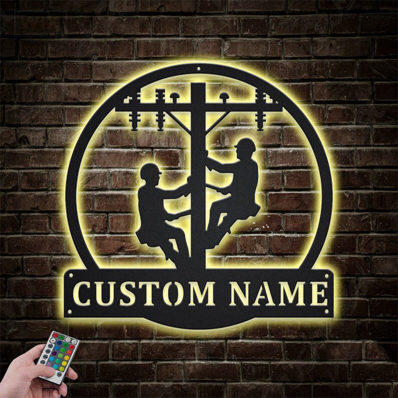 Lineman LED Metal Sign - Wix Decor