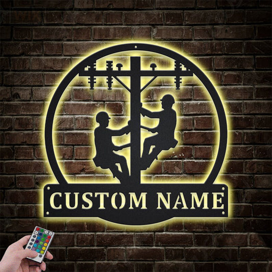 Lineman LED Metal Sign - Wix Decor