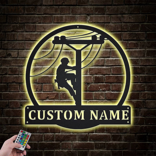 Lineman LED Metal Sign - Wix Decor