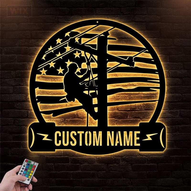 Lineman LED Metal Sign - Wix Decor