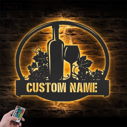 Wine LED Metal Sign