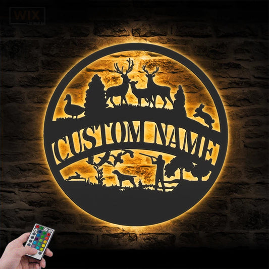 Deer Or Moose Hunting LED Metal Sign