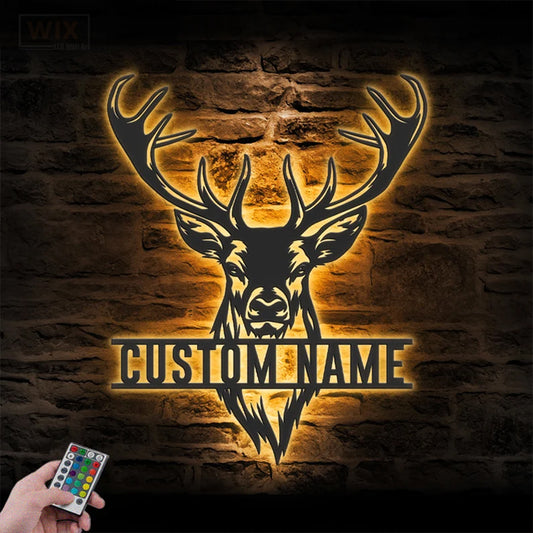 Deer Or Moose Hunting LED Metal Sign - Wix Decor
