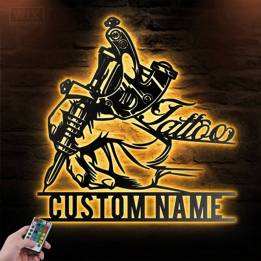 Tattoo Shop LED Metal Sign - Wix Decor