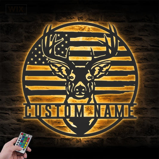 Deer Or Moose Hunting LED Metal Sign - Wix Decor