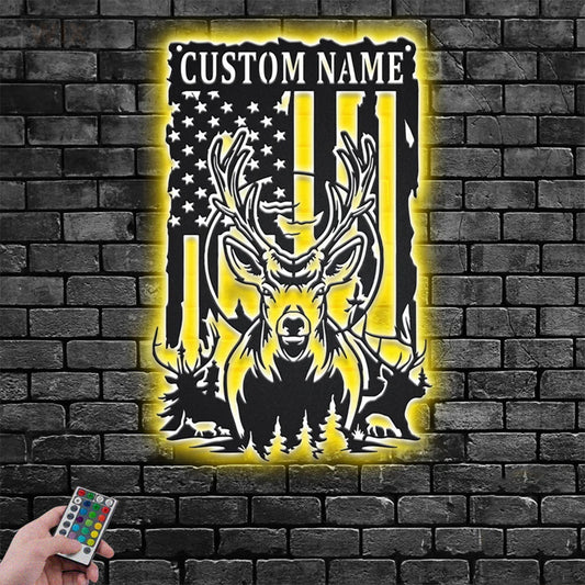 Deer Or Moose Hunting LED Metal Sign - Wix Decor