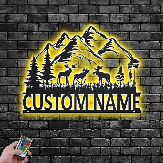 Deer Or Moose Hunting LED Metal Sign - Wix Decor